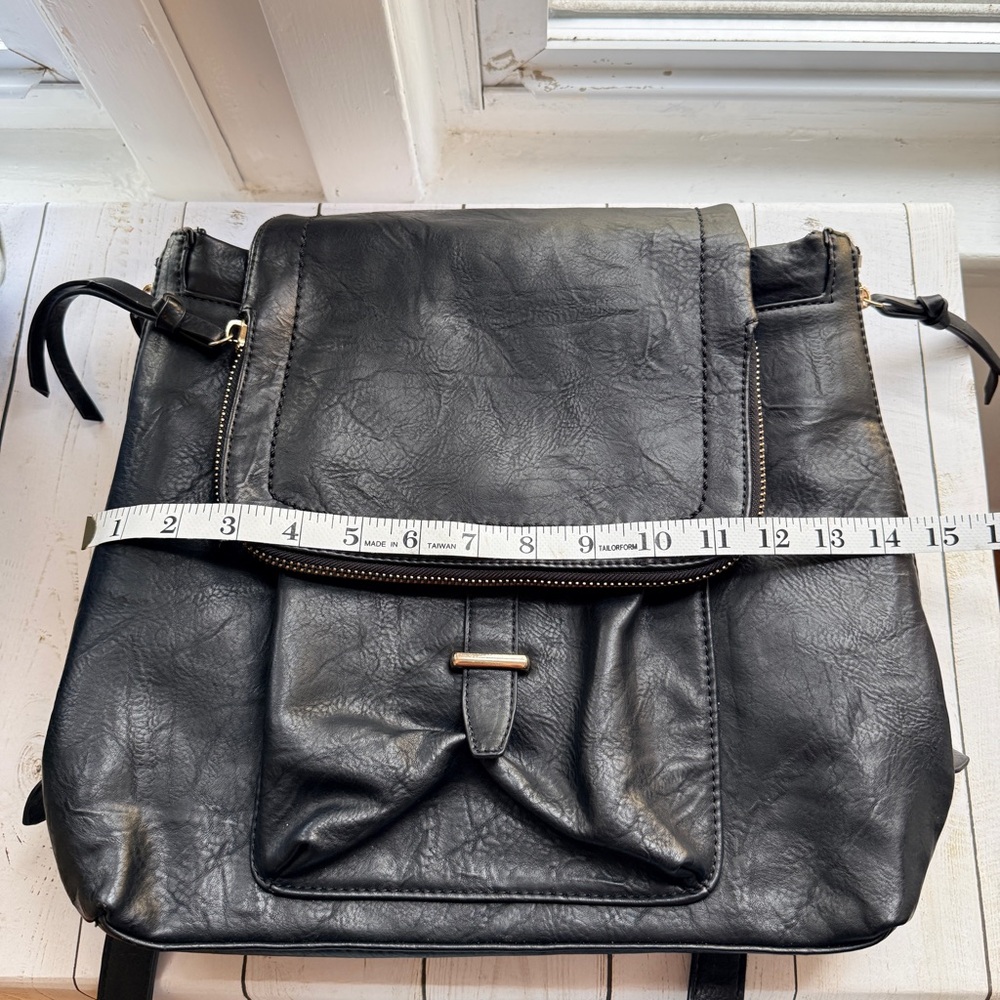 Urban Expressions | Black Vegan Leather Backpack - Picture 8 of 12